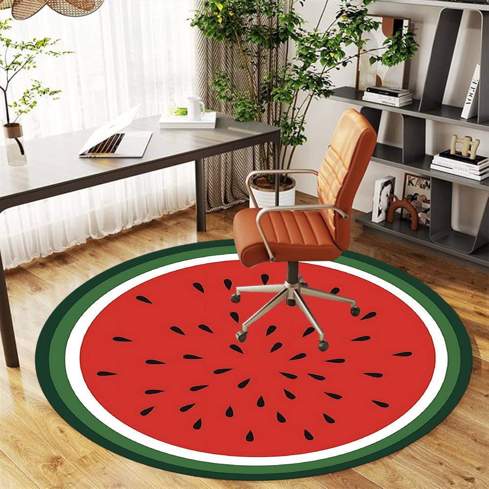 1 szt. Mata na krzesło okrągła arbuzowa Dywanik - Antypoślizgowy, Mata podłogowa do biura, sypialni i dekoracji wnętrz c1125130