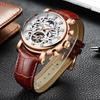 KINYUED J026 Man Automatic Watch Leather Band Waterproof Big Dials Decoration Casual Reloj Business Men Mechanical Watches