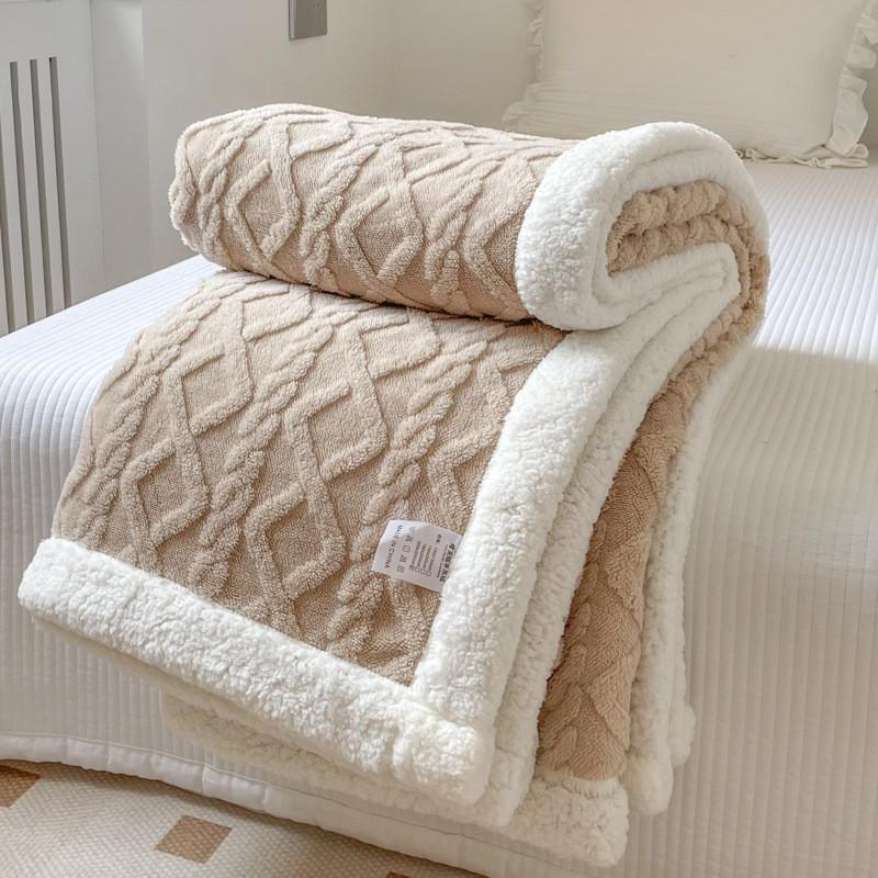 Thickened Winter Blanket Double Sided Fluff Plush Double Layer 3d Bed Sofa Warm