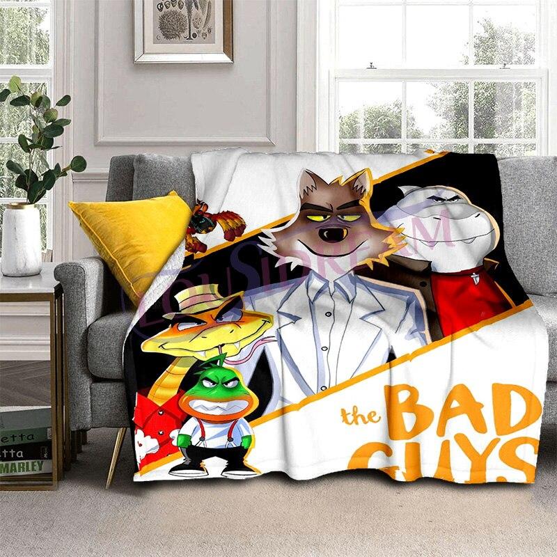 The Bad Guy Blankets Super Soft Cartoon TBG Flannel Blanket Warm Lightweight Kids Bedding Sofa Sofa Chairs All Seasons