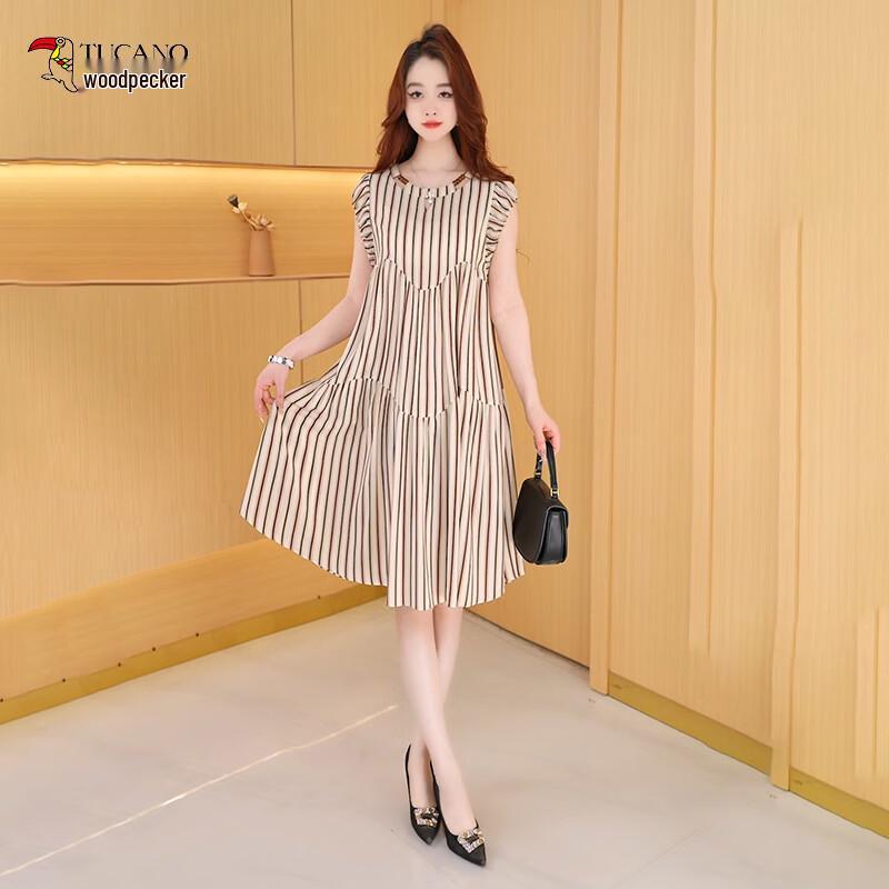 Woodpecker Women s Striped Loose-Fit Sleeveless Midi Dress M