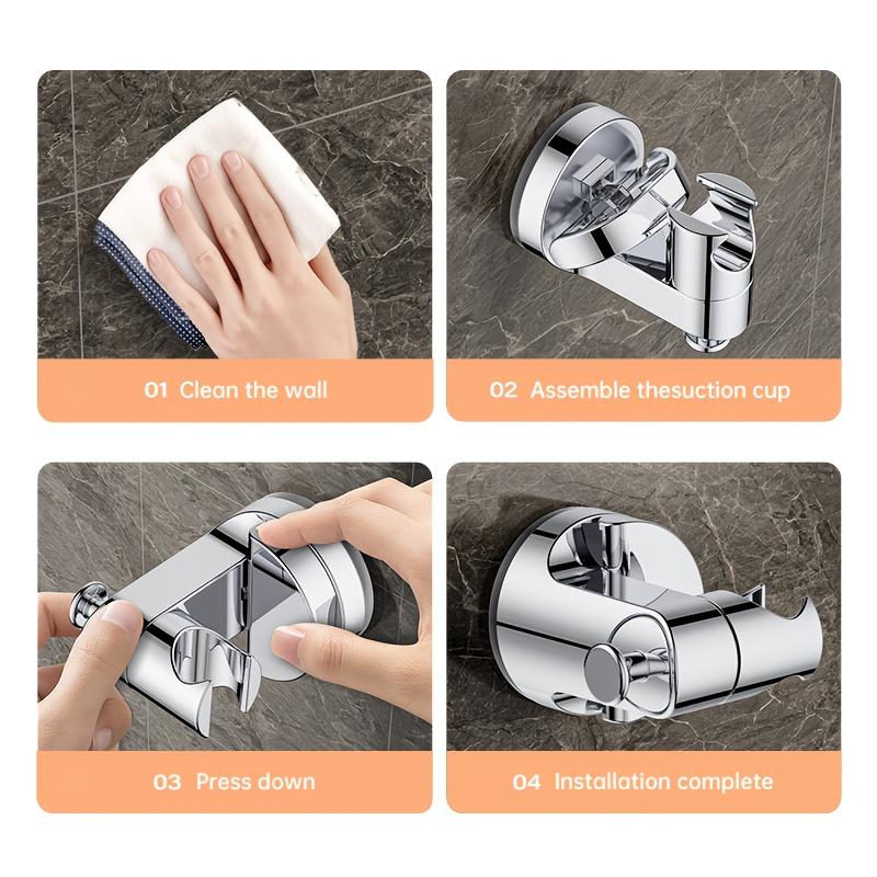 1PC Adjustable Shower Head Suction Cup Bracket, Bathroom Handheld Shower Wall-mounted Non-punching Bracket