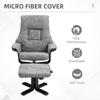 Fabric Recliner Sofa Armchair with Footstool Swivel Sofa Grey