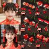 1 Pair Pearl New Year Headwear Chinese Style Bow Tassel Hairpin Hanfu Red Hair Clips  New Year Gifts