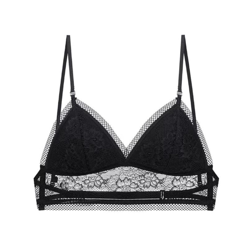 

Сексуальный бюстгальтер женский кружевной сетчатый тонкий бюстгальтер с низкой спиной женский мягкий бесшовный сексуальный бюстгальтер-бюстгальтер с подкладкой для маленькой груди 32/70 чёрный