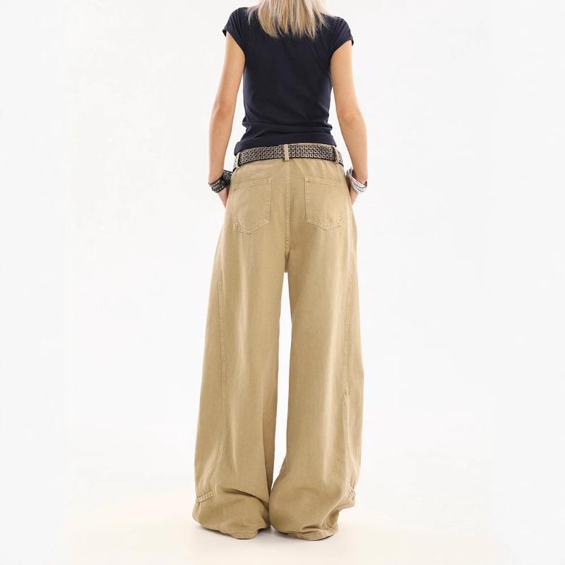 Retro Three-dimensional Tailoring Washed Overalls Men's and Women's Loose Straight Maillard Casual Deconstruction Pants