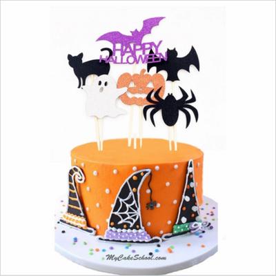 6PC Abóbora/Fantasma/Gato/Morcego/Aranha/Feliz Dia das Bruxas Decoração de Festa de Aniversário Crianças Halloween DIY Bolo T