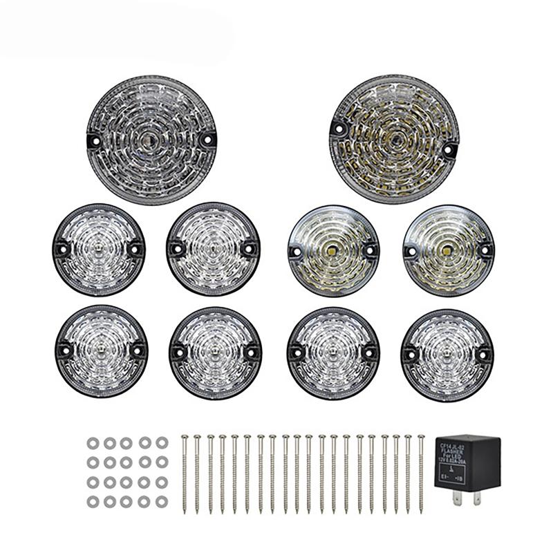 10pcs/set LED Car Indicator Light Upgrade Kit For Land Rover 90/110 1983-1990 Defender 1990-2016 Reversing Turn Signal Fog Lamp