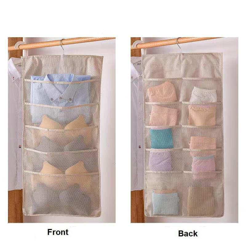 15/24/30/36 Pockets Double 2 Side Hanging Bag Bra Underwear Storage Organiser Tidy Hanger