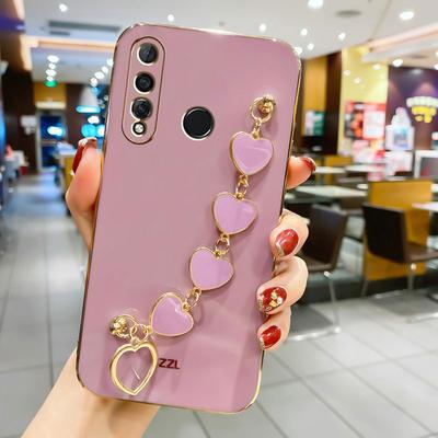 נרתיק ישר זהב עבור Huawei P40 P30 Lite Y9 Prime 2019 כיסוי צמיד לב יוקרה עבור Huawei P50 Y7A Y9S כיסוי TPU אופנה