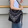 Literary and casual cloth bag versatile printed embroidery retro cashew messenger bag