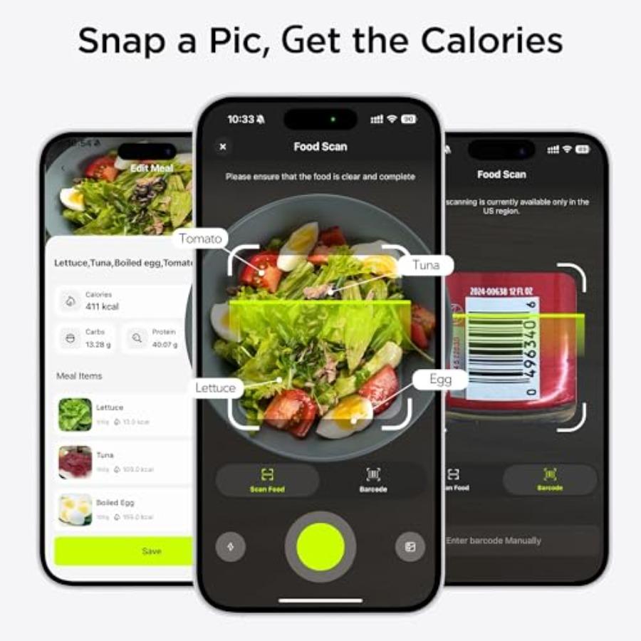 Cântar de bucătărie inteligent pentru alimente cu calculator nutrițional Aplicație gratuită pentru urmărirea caloriilor și macronutrienților AI Alimentat Progresul obiectivelor Digital Calor