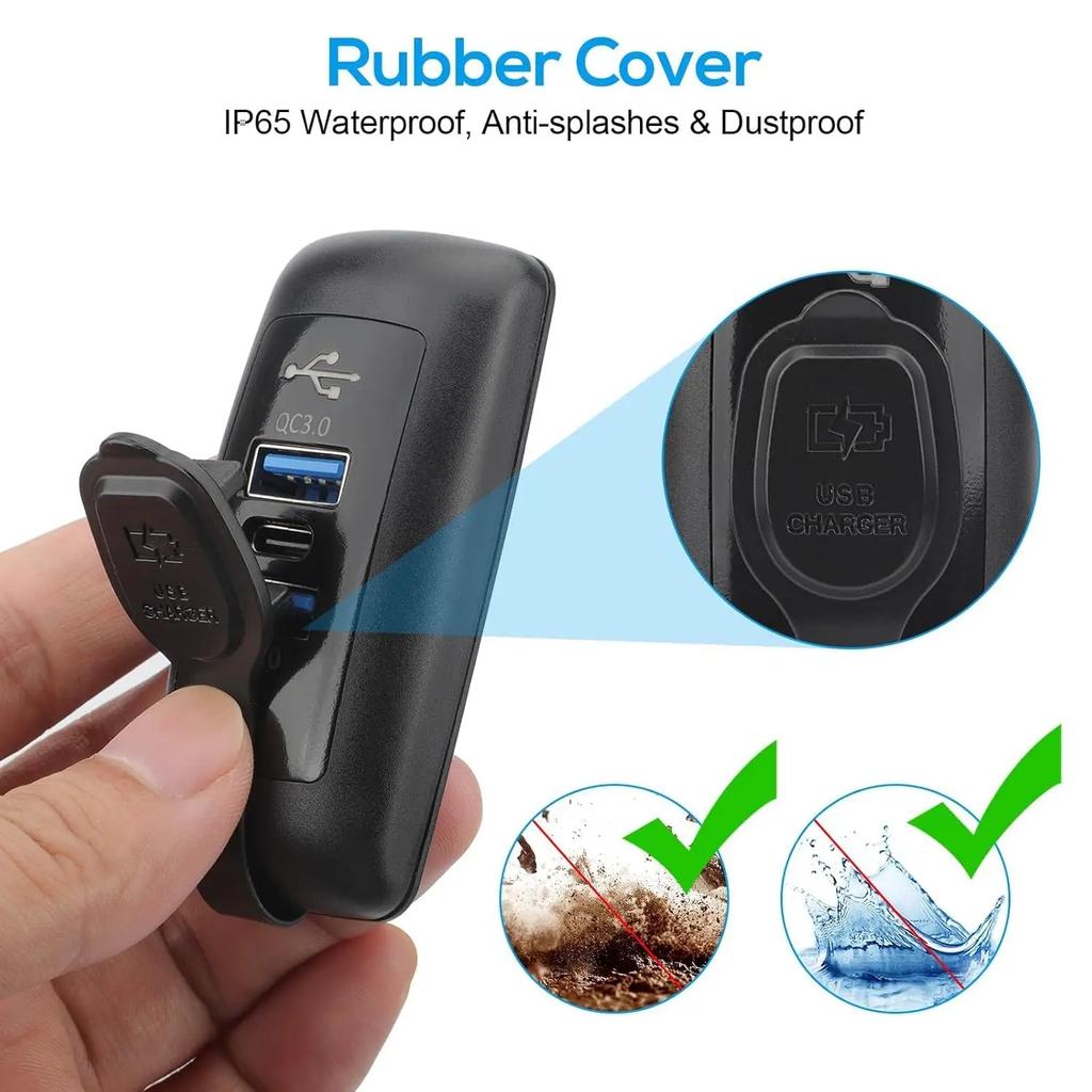 KEBIDUMEI 1/2pcs Car Charger 12V/24V Fast Charging Socket QC3.0+PD USB Outlet Waterproof Power Supply Adapter Car Accessories