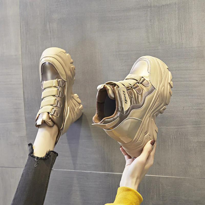 Sneakers Women's Boots Shoes for Women 8cm British Style Short Boots Autumn and Winter New Style Students Korean Cotton Shoes