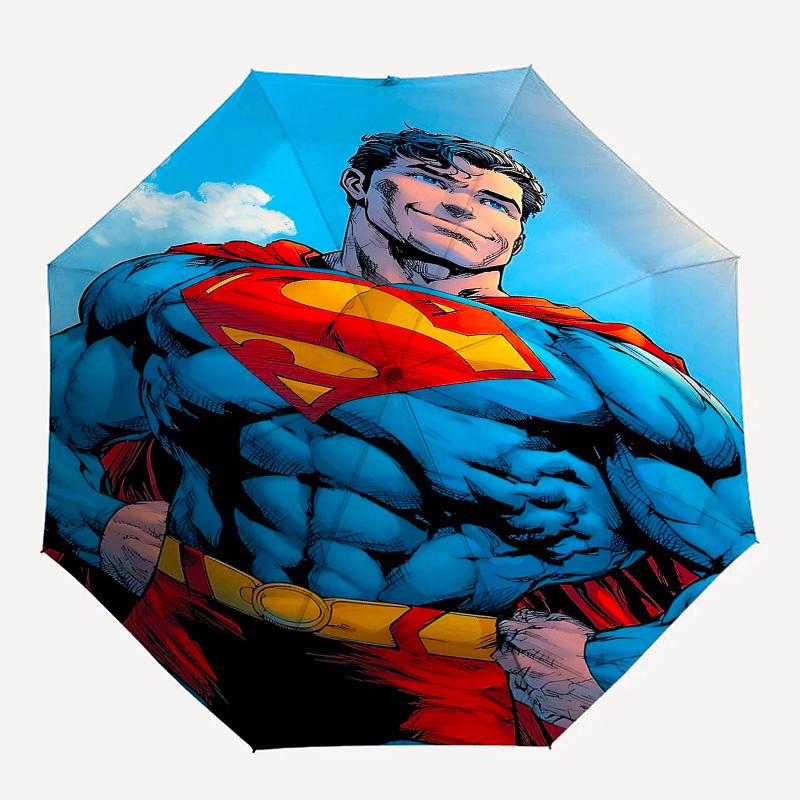 1pc Superman Automatic Folding Umbrella - Compact 8-Rib Design, Durable Plastic & Iron1181L