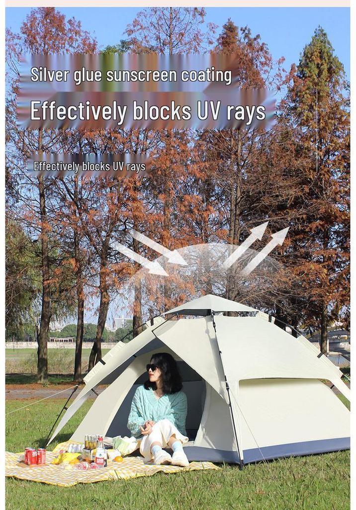 Automatic Folding Double-Layer Beach Tent for 3-4 People - Quick-Open, Thickened, Rainproof Camping Shelter