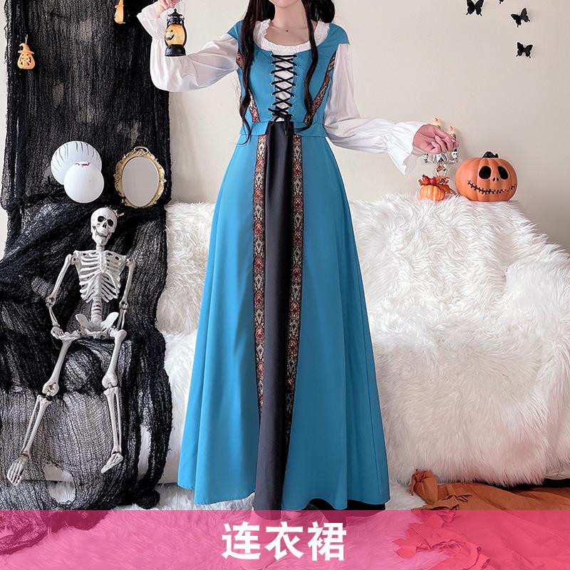 Halloween Costume Vintage Court Style Witch Dress Long Dress Medieval Art European Pastoral Cosplay