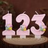 Five-color Flower Number Birthday Candle Pink Cake Decoration Birthday Handmade Candle 0-9