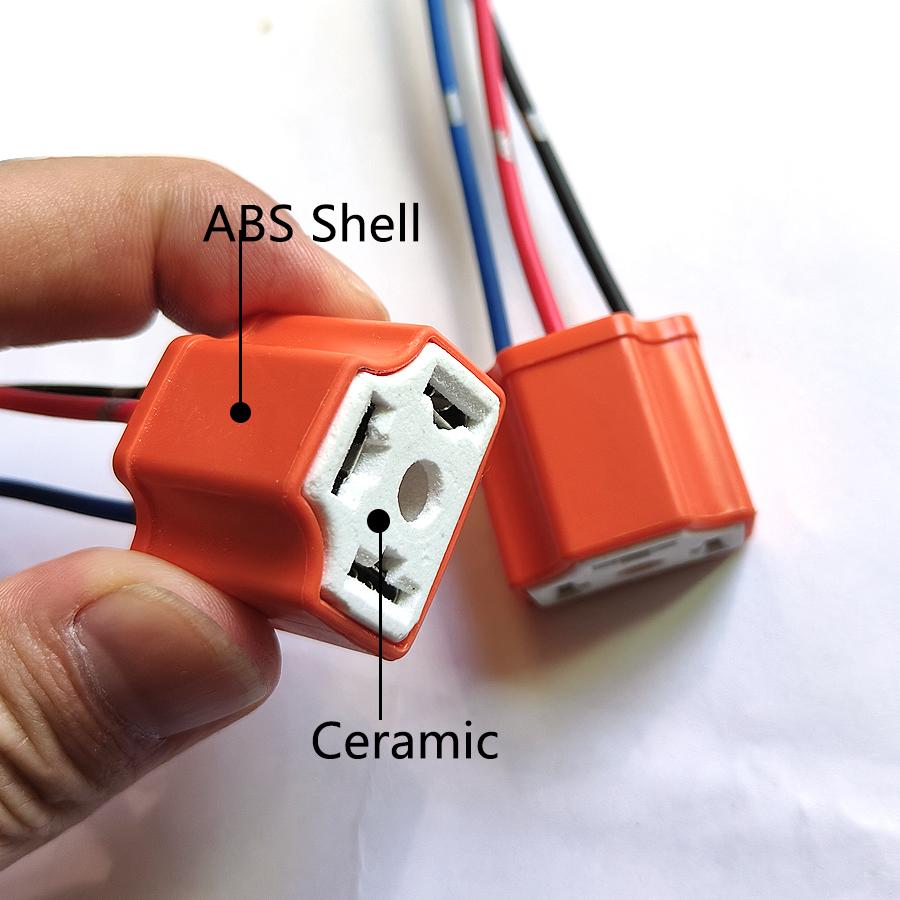 4Pcs High Quality Ceramic H4 Socket Connector Base Female Plug Adapter Copper Wires For Car HB2 9003 Headlights Bulbs