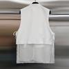Womens 2026 Heavy Sequined 3D Flower Mesh Patchwork Vest Trendy Street Style V-Neck Waistcoat
