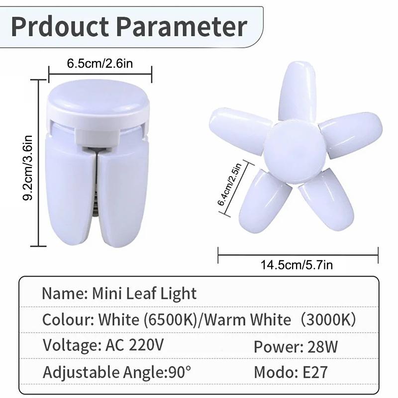 Led Garage Lights,Deformable Daylight, Workshop Lamps,Bright Basement Lamp With 5 Deformable Panels