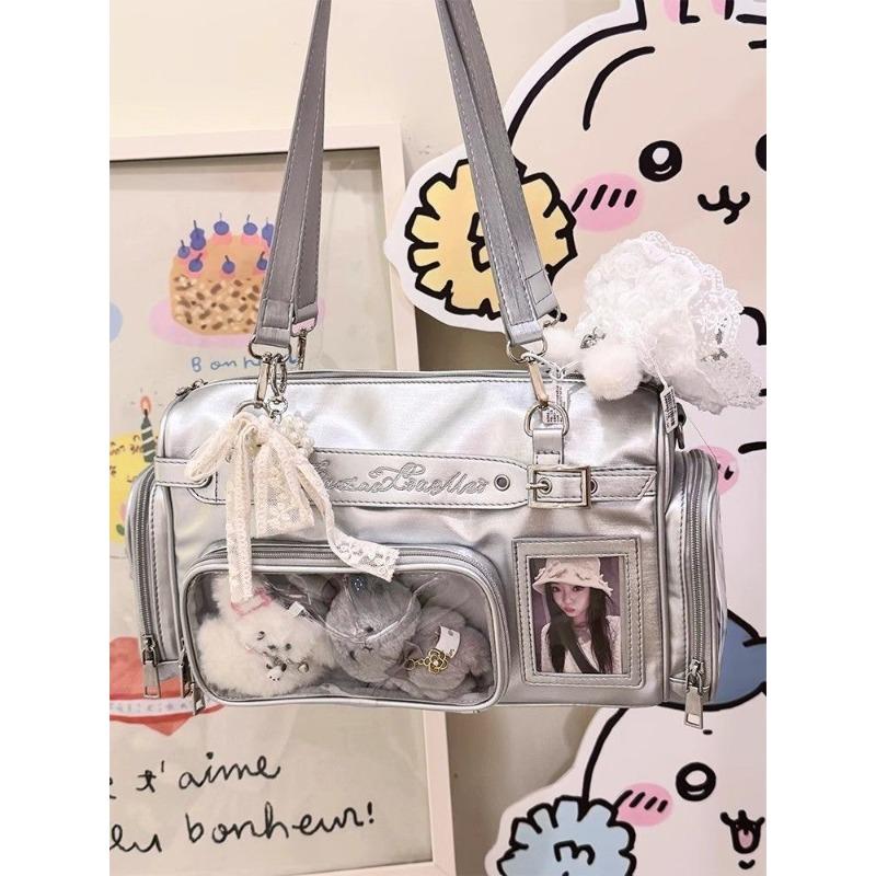 

Hidden light sign pain bag niche women s bag versatile portable shoulder transparent Boston [Koharu Town] hidden compartment structure