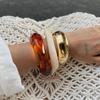 Ingemark 3 Stile Punk Klobige Dicke Harz Acryl Armreifen für Damen Neuer Trend Hip Hop Metall Federarmbänder Steampunk Schmuck