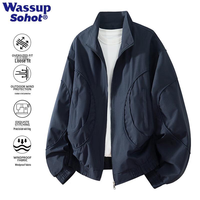 Wassup Sohot Men s Stand Collar Windproof Workwear Jacket 3XL