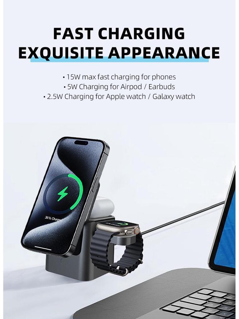 Qi2 15W Foldable Wireless Charger & Desktop Stand