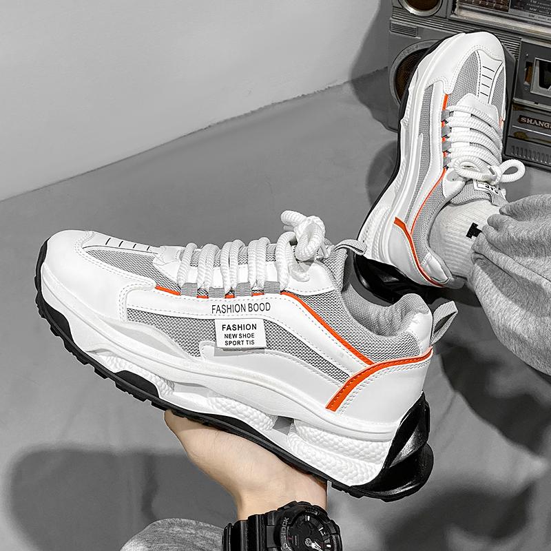 Robustní Pánské Tenisky Designové Běžecké Boty Módní Ležérní Mikrovláknová Kůže Síťovina Prodyšné Zvýšená Výška Plochá Platforma