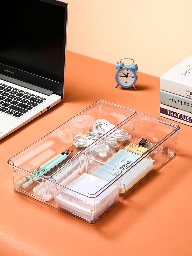 Transparente Aufbewahrungsbox aus PET für Kosmetik und Hautpflege für den Schreibtisch oder das Wohnheim