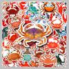 50PCS Cute Crab and Marine Animal Stickers - Waterproof, Perfect for Epoxy & Journal Decoration