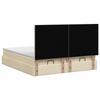 Ottoman Bed with Mattress and LED Cream 200 X 200 Cm Fabric