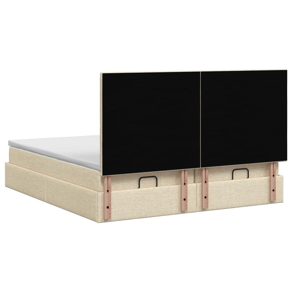 Ottoman Bed with Mattress and LED Cream 200 X 200 Cm Fabric