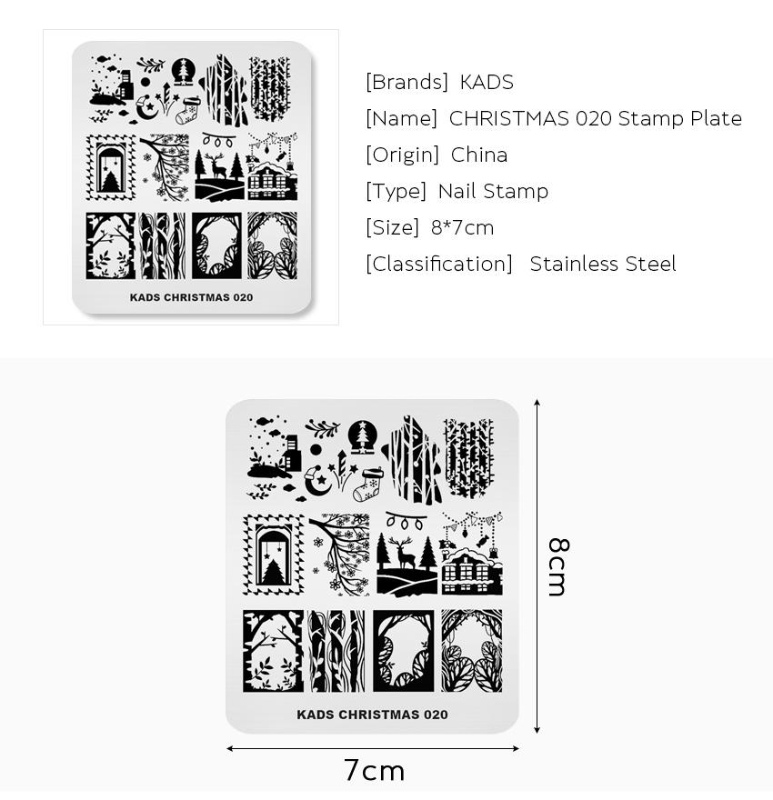 kads Weihnachten 020 Nägel Nagel Stempelplatte Nail Art Vorlage Winter Bild Schablone Werkzeug für Stempeldruck