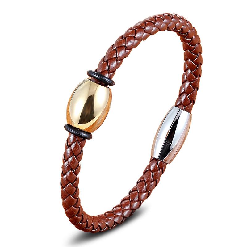 Braided Leather Stainless Steel Bracelet Men's and Women's Universal Bracelet Braided Rope Bracelet Trend Single Product