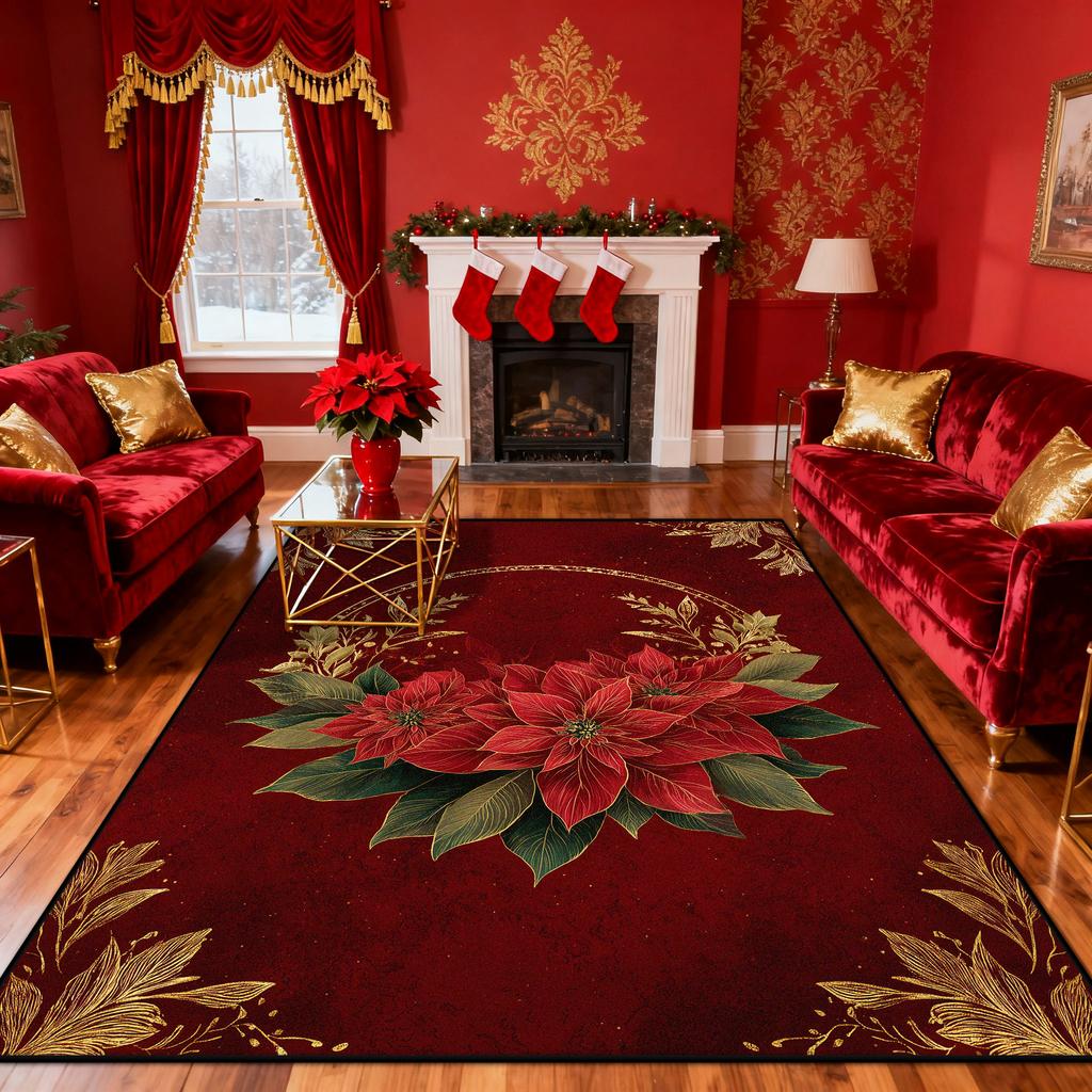 Gorgeous Red Carpet Living Room Large Area Decoration Sofa Area Rugs for Bedroom Cloakroom Non-slip Floor Mats Christmas Gift