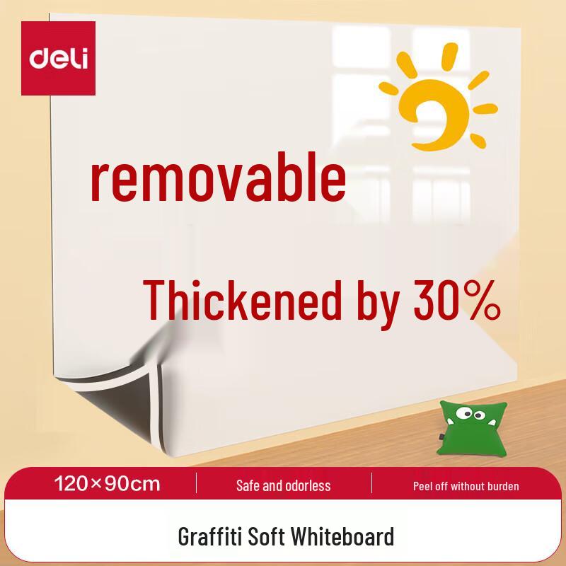 Deli 120x90cm Removable Self-Adhesive Erasable Soft Whiteboard Wall Sticker