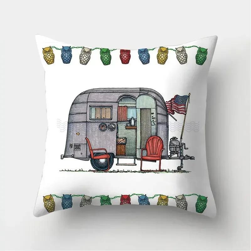 RV Pattern Home Decoration Living Room Decorative Pillowcases Decorative Pillowcases Cushion Covers Sofa Pillows