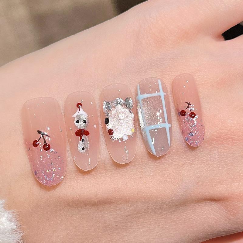 Cat's Eye Wearing Nail Pure Hand-made Nail Piece Fake Nail Wearing Nail Piece Advanced Sense Thin Dog Long