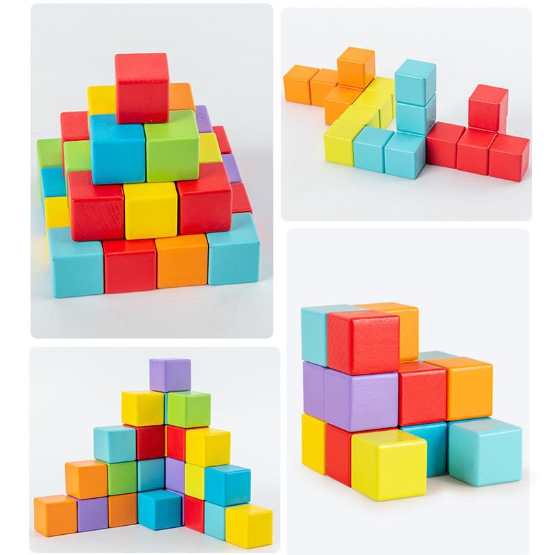Wooden Cube Blocks Puzzle Educational Math Toy For Kids Learning And Brain Development