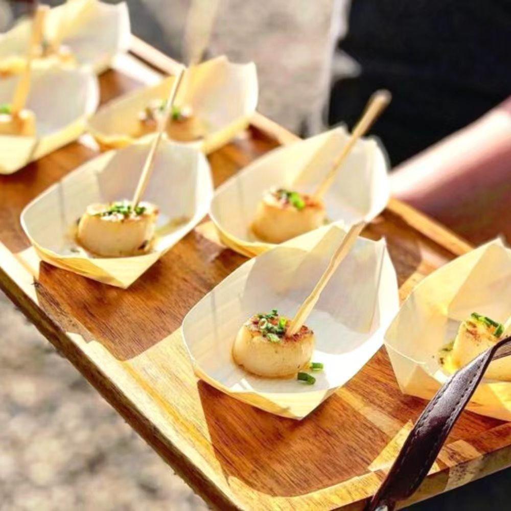 50PCS Multi-size Sushi Plate Japanese Dish Salad Dessert Bowl Creative Wood Bowl  Home Decoration