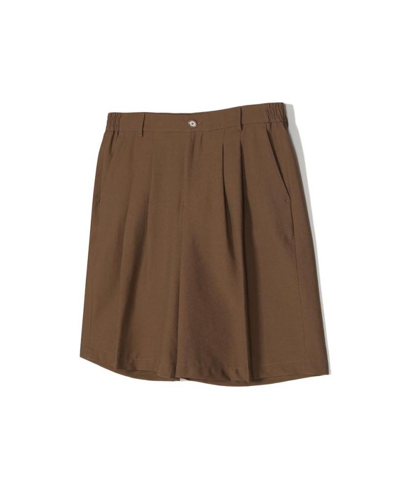 NOTIG Double-Pleated Linen Blend Bermuda Shorts Brown_Oks3Pthp101W1
