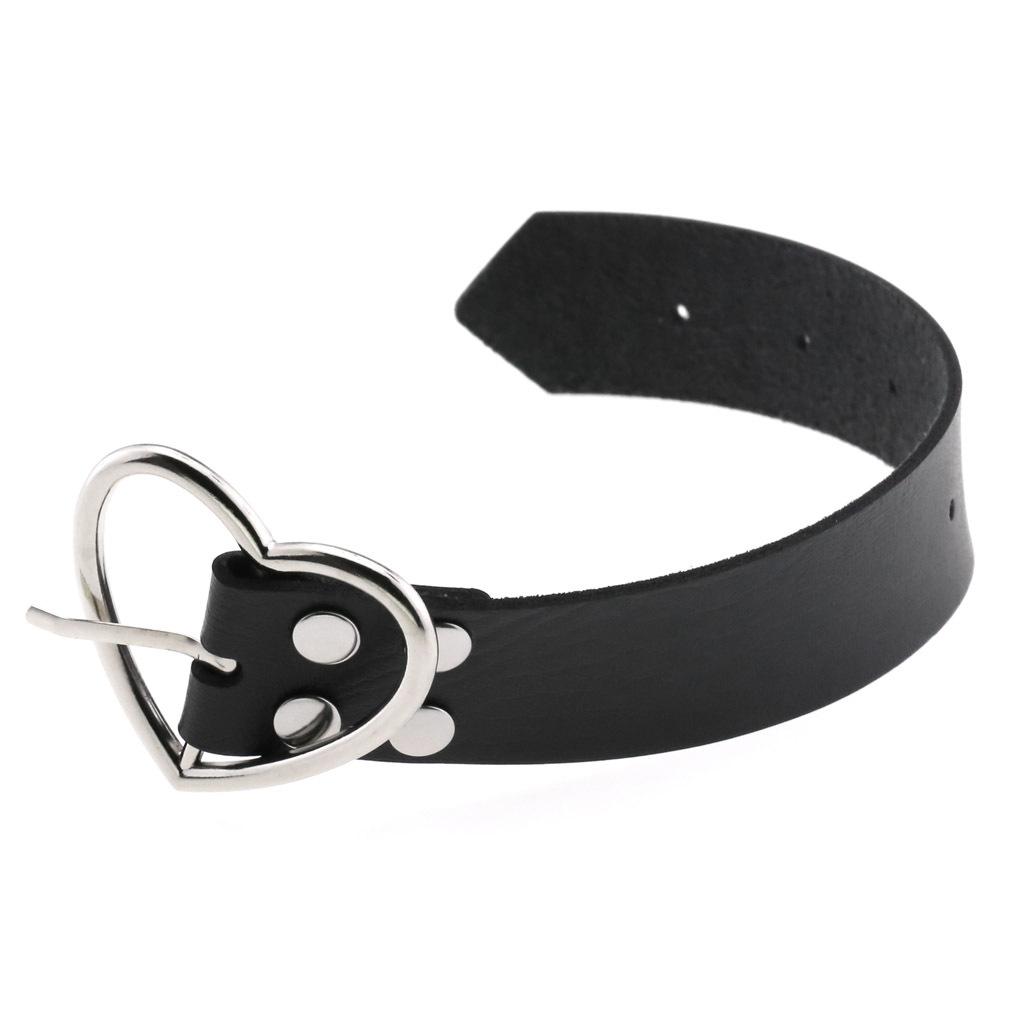 Black Leather Heart Bracelet for Women Goth Cuff Bracelet Gothic Rivet Buckle Wristband Vintage Rock Accessories