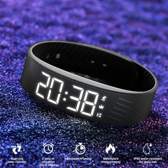 Vibrierende Alarm-Erinnerungsuhr Schüler Stiller Wecker Armband Digitale Uhr mit Schrittzähler Vibration Stoppuhr Timer für Tiefschläfer Herren