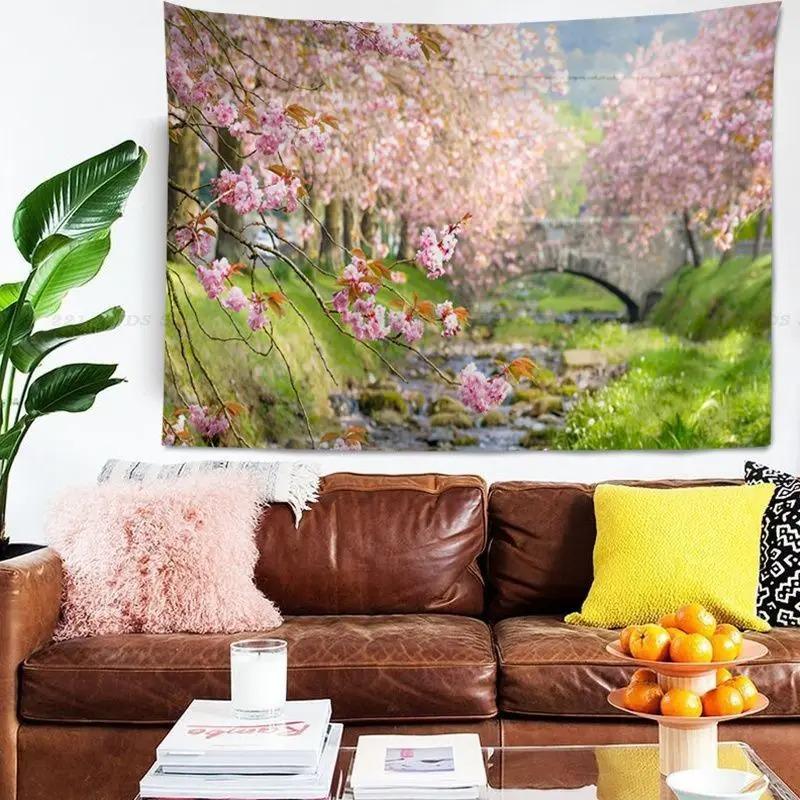 Office Living Room Tapestry Cherry Blossom Forest Tapestry Home Wall Decoration Tapestry