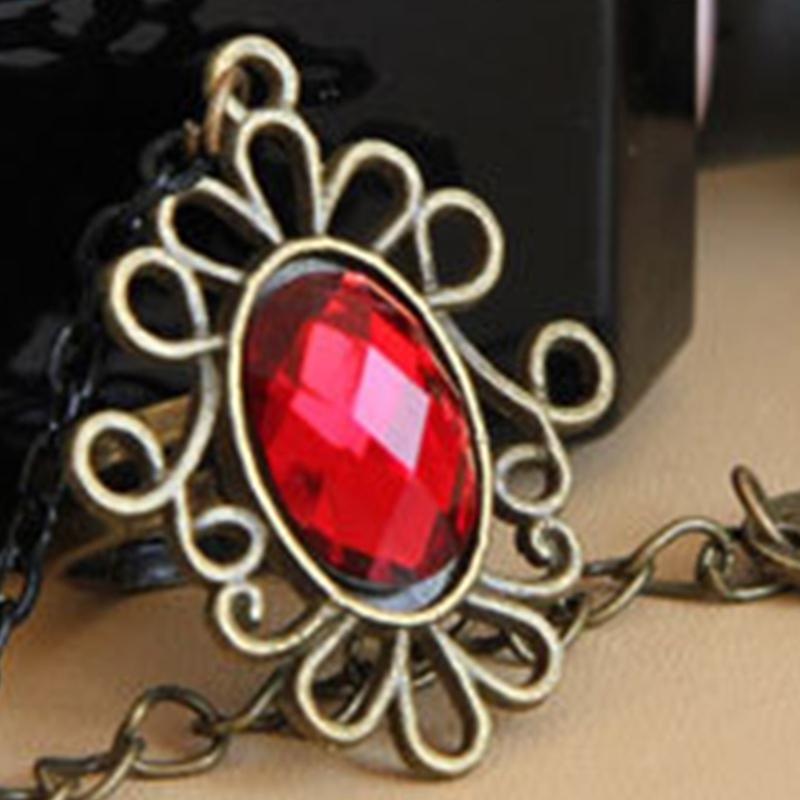 Vintage Spitzenarmbänder Schwarze Spitze Gothic-Armbänder Spitzen-Handschmuck für Damen und Mädchen Kristall Cosplays Anhänger Schmuck