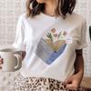 3D Book Printed Short Sleeve T-shirt 3D Book Print Round Neck Short Sleeve T-shirt