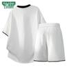 MULINSEN Men's Ice Silk Jacquard T-shirt & Shorts Set