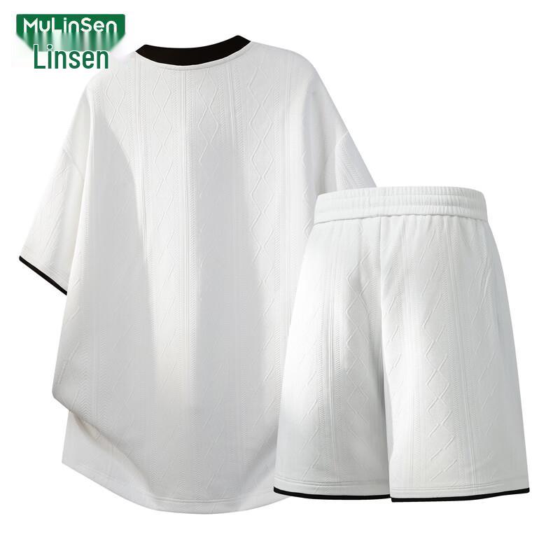 MULINSEN Men's Ice Silk Jacquard T-shirt & Shorts Set